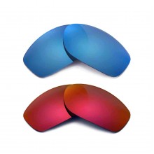 Walleva Polarized Fire Red + Ice Blue Replacement Lenses for Oakley Fatcat Sunglasses